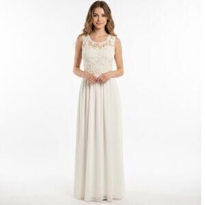 Cream Crochet Lace Maxi Dress Open Back Large Bridal Wedding Fairy Romantic
